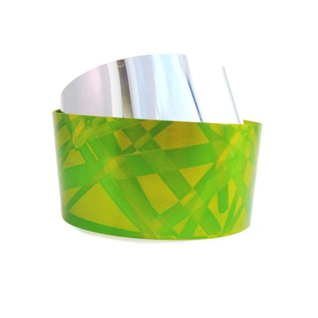 Lime Green Pattern Wide Cuff Bracelet by Jon Klar - Click Image to Close